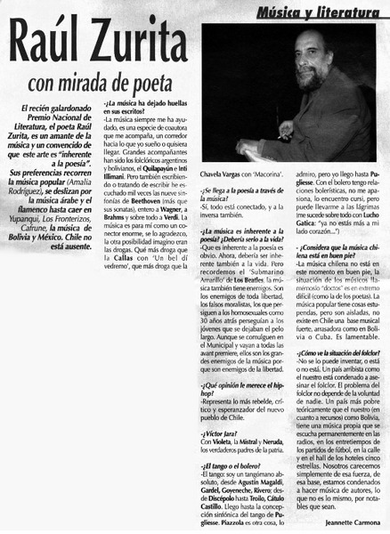 Raúl Zurita con mirada de poeta [entrevistas]