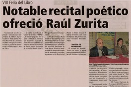 Notable recital poético ofreció Raúl Zurita