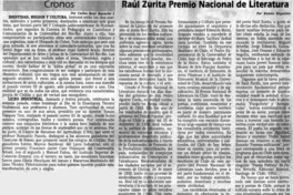 Raúl Zurita premio Nacional de Literatura