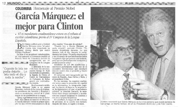 García Márquez: el mejor para Clinton [aetículo].