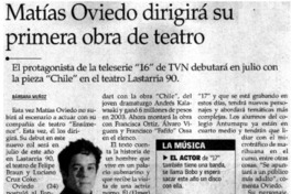 Matías Oviedo dirigirá su primera obra de teatro