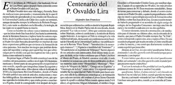 Centenario del P. Osvaldo Lira