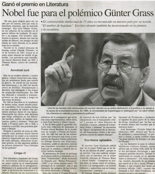Nobel fue para el polémico Günter Grass.
