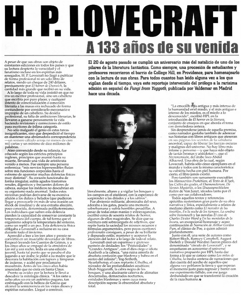 H. P. Lovecraft a sus 133 años de su venida.