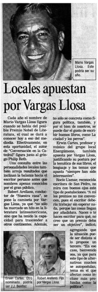 Locales apuestan por Vargas Llosa.