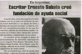 Escritor Ernesto Sabato creó fundación de ayuda social.