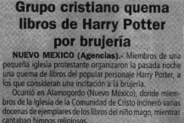 Grupo cristiano quema libros de Harry Potter por brujería.