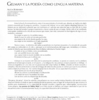 Gelman y la poesía como lengua materna