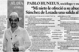 Pablo Huneeus, sociólogo y escritor "Mi nieto le ofreció a su abuelo Sánchez de Lozada una salida al mar"