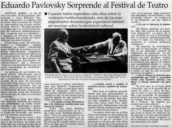 Eduardo Pavlovsky sorprende al festival de teatro
