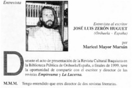 Entrevista al escritor José Luis Zerón Huguet