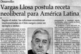 Vargas Llosa postula receta noeliberal para América Latina.
