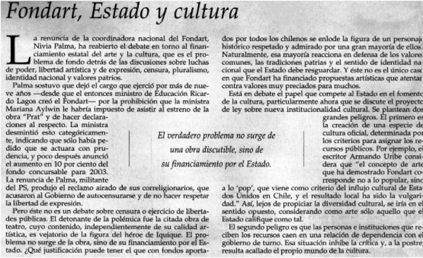 Fondart, Estado y cultura.
