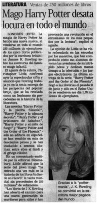 Mago Harry Potter desata locura en todo el mundo.