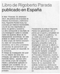 Libro de Rigoberto Parada publicado en España
