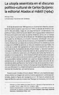 La utopía sesentista en el discurso político-cultural de Carlos Quijano: la editorial Atados al mástil (1964)