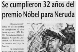 Se cumplieron 32 años del premio Nóbel para Neruda