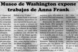 Museo de Washington expone trabajos de Anna Frank.