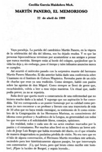 Martín Panero, el memorioso