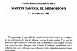Martín Panero, el memorioso