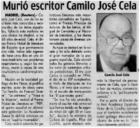 Murió escritor Camilo José Cela