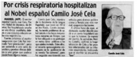 Por crisis respiratoria hospitalizan al Nobel español Camilo José Cela