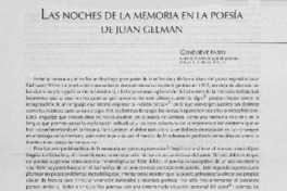 Las noches de la memoria en la poesía de Juan Gelman.