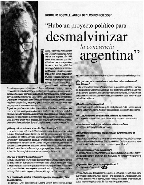 "Hubo un proyecto político para desmalvinizar la conciencia argentina".