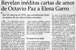 Revelan inéditas cartas de amor de Octavio Paz a Elena Garro.