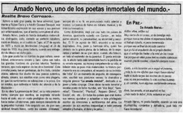 Amado Nervo, uno de los poetas inmortales del mundo