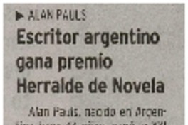 Escritor argentino gana premio Herralde de Novela.
