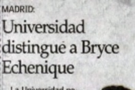 Universidad distingue a Bryce Echenique.