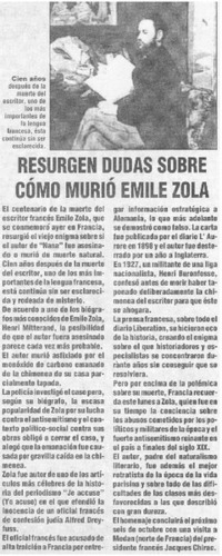 Resurgen dudas sobre cómo murió Emile Zola