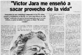 "Víctor Jara me enseño a sacar provecho de la vida"