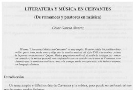 Literatura y música en Cervantes