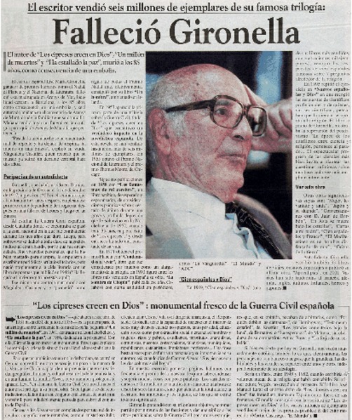 Falleció Gironella El escritor vendió seis millones de ejemplares de su famosa trilogía