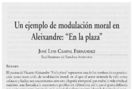Un ejemplo de modulación moral en Aleixandre, "En la plaza"