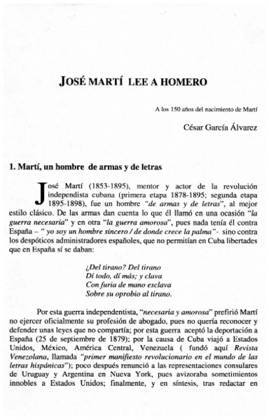 José Martí lee a Homero