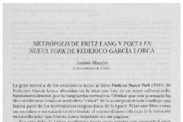 Metrópolis de Fritz Lang y Poeta en Nueva York de Federico García Lorca