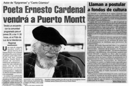 Poeta Ernesto Cardenal vendrá a Puerto Montt