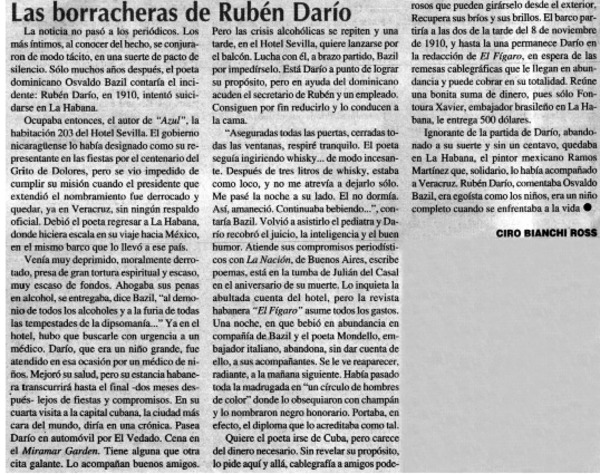 Las borracheras de Rubén Darío