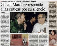 García Márquez responde a las críticas por su silencio.
