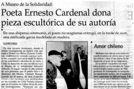 Poeta Ernesto Cardenal dona pieza escultórica de su autoría