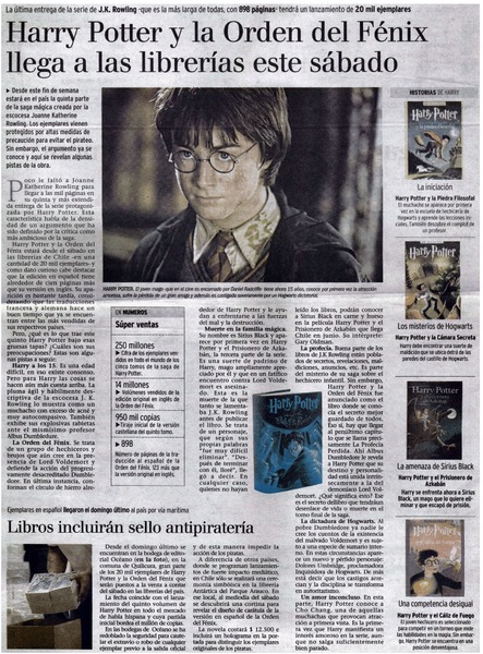 Harry Potter y la orden del Fénix llega a las librerías este sábado.