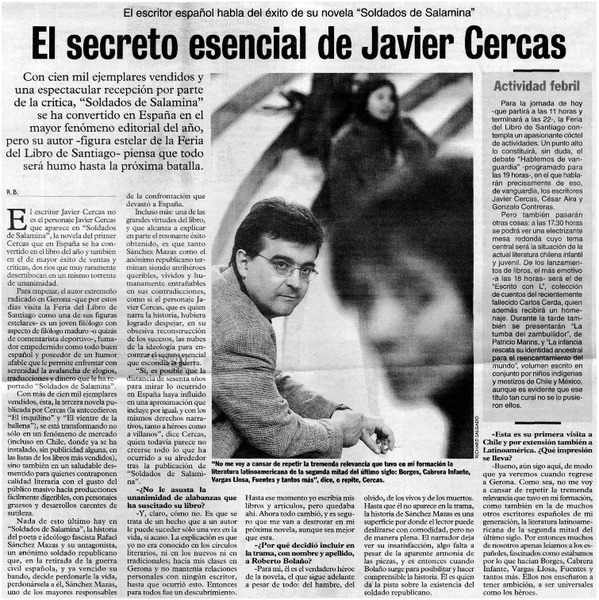 El Secreto esencial de Javier Cercas