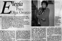 Elegía para Olga Orozco.