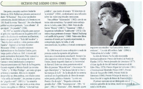 Octavio Paz Lozano (1914-1998).