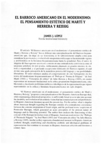 El Barroco americano en el modernismo: El pensamiento estético de Martí y Herrera y Reissig.