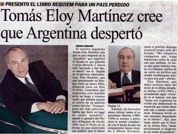 Tomás Eloy Martínez cree que Argentina despertó.