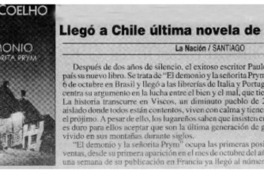 Llegó a Chile última novela de Paulo Coelho.